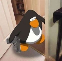 Penguin with a glock Meme Template