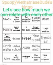 SpoopyVietnameseDude's bingo Meme Template