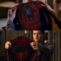 spiderman holding suit Meme Template