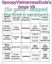 SpoopyVietnameseDude's bingo V8 Meme Template
