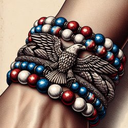 red, white, and blue bracelet with eagle Meme Template