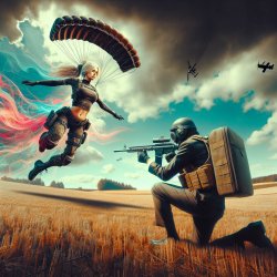 PUBg blonde girl paratrooper going after man in ground PUBg play Meme Template