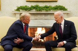 Trump Shakes Biden's Hand Meme Template