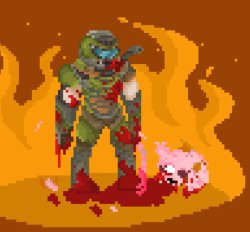 Doomguy and the dead furry Meme Template