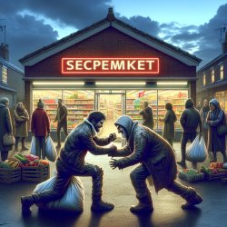 two bums fighting in front of supermarket Meme Template