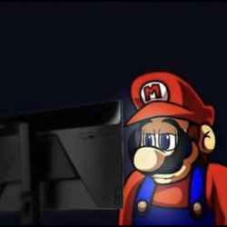 promo mario looking at the computer sad Meme Template