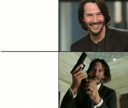 Keanu reeves happy then mad Meme Template