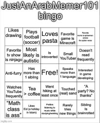 JustAnArabMemer101’s bingo Meme Template