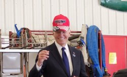 Biden wearing Trump hat Meme Template