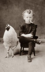 Vintage Chicken and smoking kid Meme Template