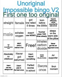 SpoopyVietnameseDude's unoriginal impossible bingo V2 Meme Template