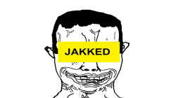 Chudjak with a yellow box saying "JAKKED" covering his eyes Meme Template