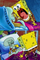 Spongebob yell at Squidward and response Meme Template