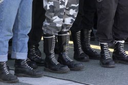 Neo-nazi boots laces MAGA Trump militia Meme Template