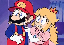 Mario and peach scared/shocked Meme Template