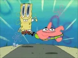 spongebob and patrick running Meme Template