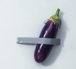 Eggplant duct taped to a wall for sale, $6.5 million Meme Template