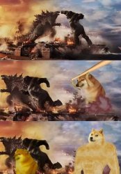 godzilla vs kong vs bonk vs doge Meme Template