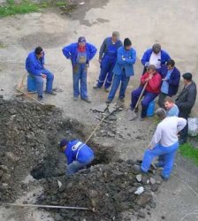 Only one guy digging with a shovel Meme Template