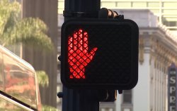 crosswalk sign red hand Meme Template