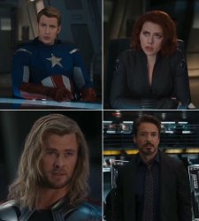 The Avengers Talk on the Helicarrier Meme Template