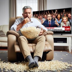 eating popcorn watching television Meme Template