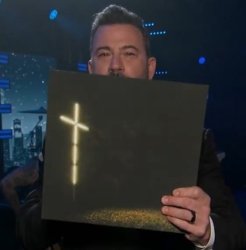 Jimmy Kimmel holding Knocked Loose vinyl Meme Template