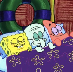 spongebob and the gang sleeping peacefully Meme Template