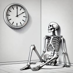 Skeleton looking at a clock Meme Template