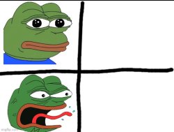 Calm and angry pepe Meme Template