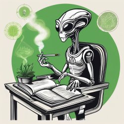 Alien smoking weed while studying Meme Template