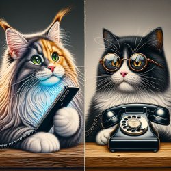 Two sides, the upper is a cat with a modern phone and the bottom Meme Template
