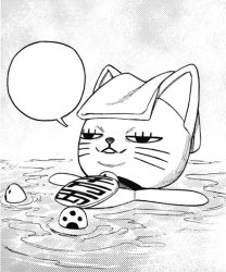 Dandadan turbo granny cat chilling at a hot springs Meme Template