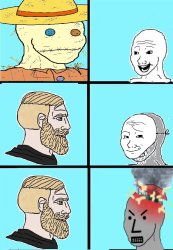 wojak strawman vs npc mask slip Meme Template