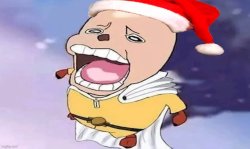 One Punch Chopper except he now has a Santa hat Meme Template