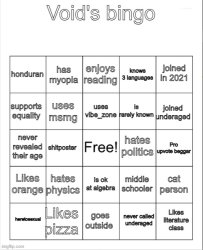 Void's bingo Meme Template