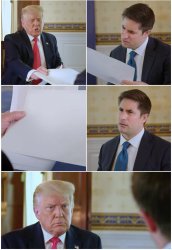 Reporter Reading Paper from Trump Meme Template