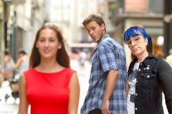 Distracted transgender boyfriend Meme Template