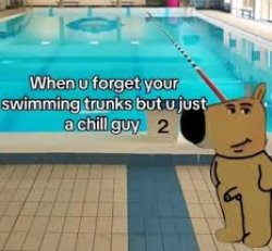 chill guy at the pool Meme Template