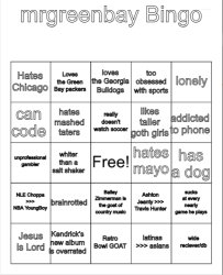 mrgreenbay bingo board Meme Template