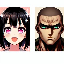 Happy face black hair anime girl with pink eyes and black hair m Meme Template