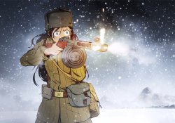 Soviet woman firing PPSh-41 Meme Template