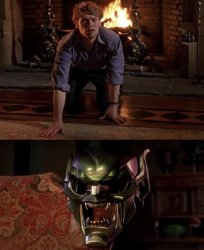 Green goblin mask Meme Template