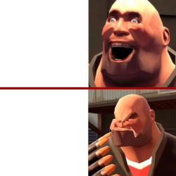 TF2 Heavy Happy and Angry reaction Meme Template