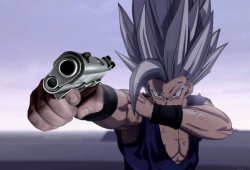 Beast Gohan with a Gun Meme Template