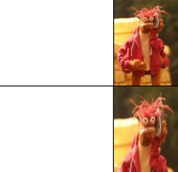 Pepe the King Prawn Double Zoomed Meme Template