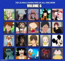 top 20 male characters of all time volume 6 Meme Template