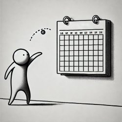 Stick figure throwing dots at a calendar Meme Template