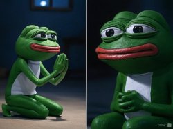 Pepe pray/greed Meme Template