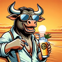 a bull with sunglasses on, holding a cup of beer, must have the Meme Template